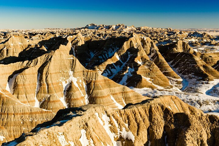 Badlands National Park dusted with snow.